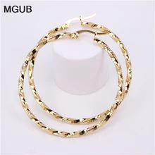 MGUB Новое поступление простые серьги-кольца из нержавеющей стали золотого цвета в винтажном стиле для женщин ювелирные изделия оптом HX37