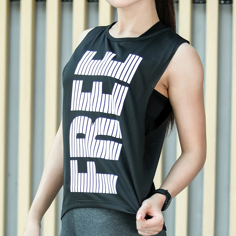 Lucylizz, женские спортивные рубашки с буквенным принтом, топы, спортивная одежда для спортзала, сетчатые дышащие безрукавные футболки для йоги, фитнеса, бега, майка