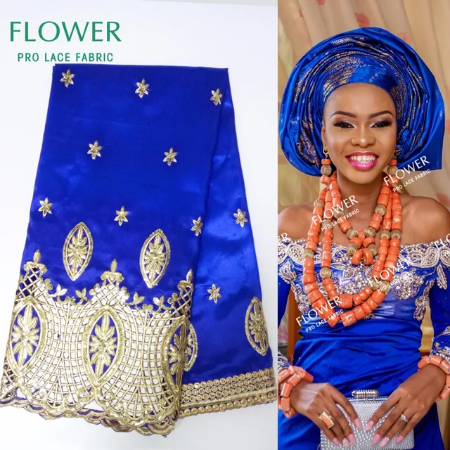 2017 Hot Royal Blue African George Lace Fabric With
