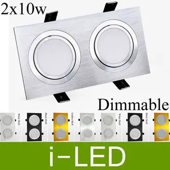 

Brushed silver cob led downlight 10w 2*10w dimmable led fixture spot lights lamp frosted pc AC110-240v warm cold white + driver