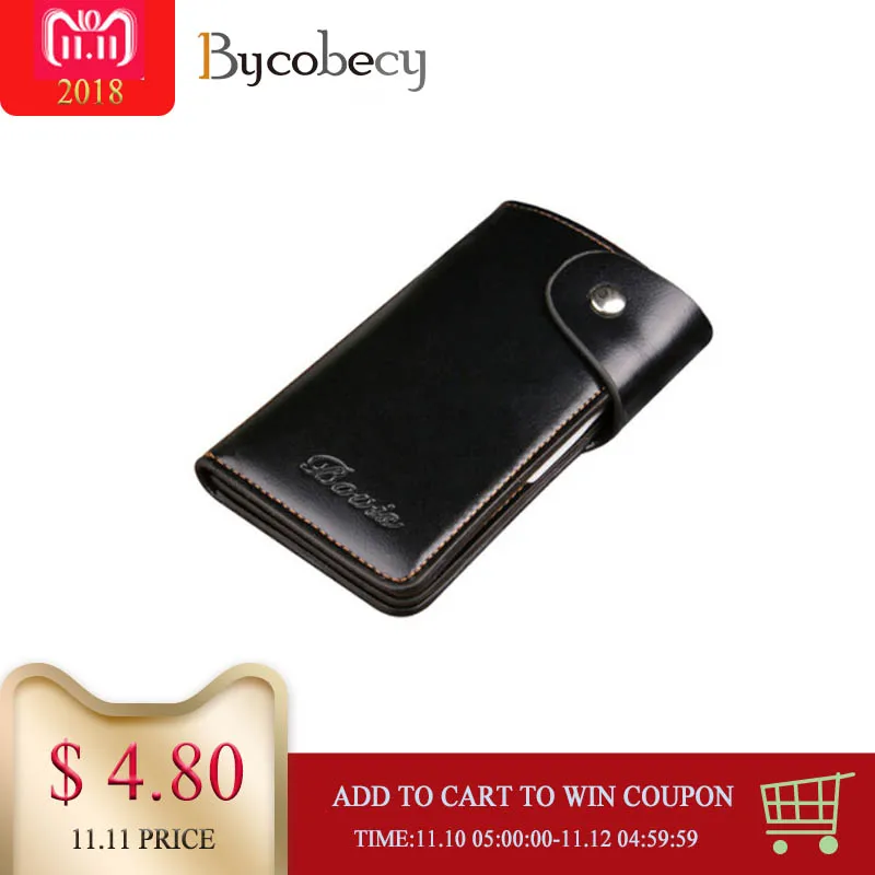 

BYCOBECY 2018 Business Credit Card Holder Leather Key Holder Organizer Key Wallet Pouch Men And Women Leather Cards Case