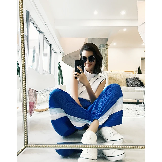 new female loose turnip pants pleated chinos port chic trousers haroun pants chiffon lantern