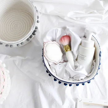 

Hand-weaved Storage Basket Nordic Simple Sundries Cosmatic Storage Organizer Holder E2S