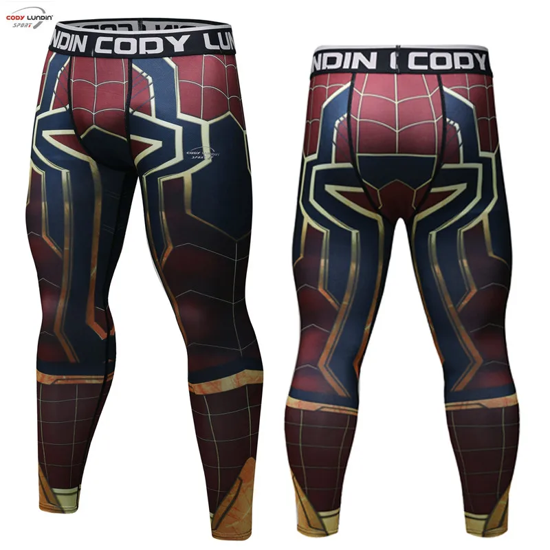 

Avengers 3 Spiderman 3D Printed Pattern Compression Tights Pants Men Captain America 2018 Fitness Skinny Leggings Pants Male