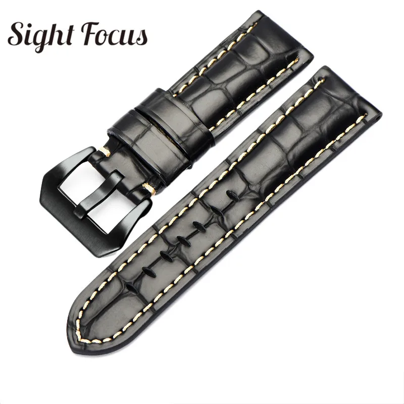 

Stone Pattern Leather Strap Men for Panerai Watch Wristband Black Brown 22 24mm Bracelet Tang Buckle Watch Accessories Belt Male