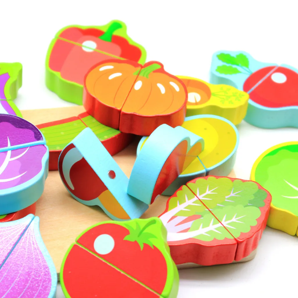 Ролевая игра детская Кухня игрушка Деревянный фрукты растительная пища для резки развивающие игрушки, Классический Детский обучающий игрушка в подарок T9