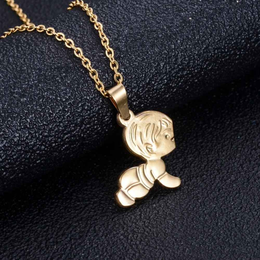 

Annayoyo Small Gold color steel pendant Baby stainless steel necklace&pendant charms Commemorative children/holiday gift jewelry