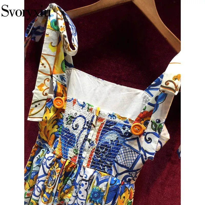 Best Price Cheap 1nDjL Svoryxiu 2019 High Quality Summer Cotton Dress Women's Painted Pottery Printed Sexy Backless Spaghetti Strap Runway Dress Best Price Cheap 1nDjL Svoryxiu 2019 High Quality Summer Cotton Dress Women's Painted Pottery Printed Sexy Backless Spaghetti Strap Runway Dress