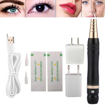 

Pro Electric Tattoo Rotary Pen Gun Eyebrow Lip Eyeliner Tattoo Permanent Body Makeup Needles Power Supply Microblading Pen Set