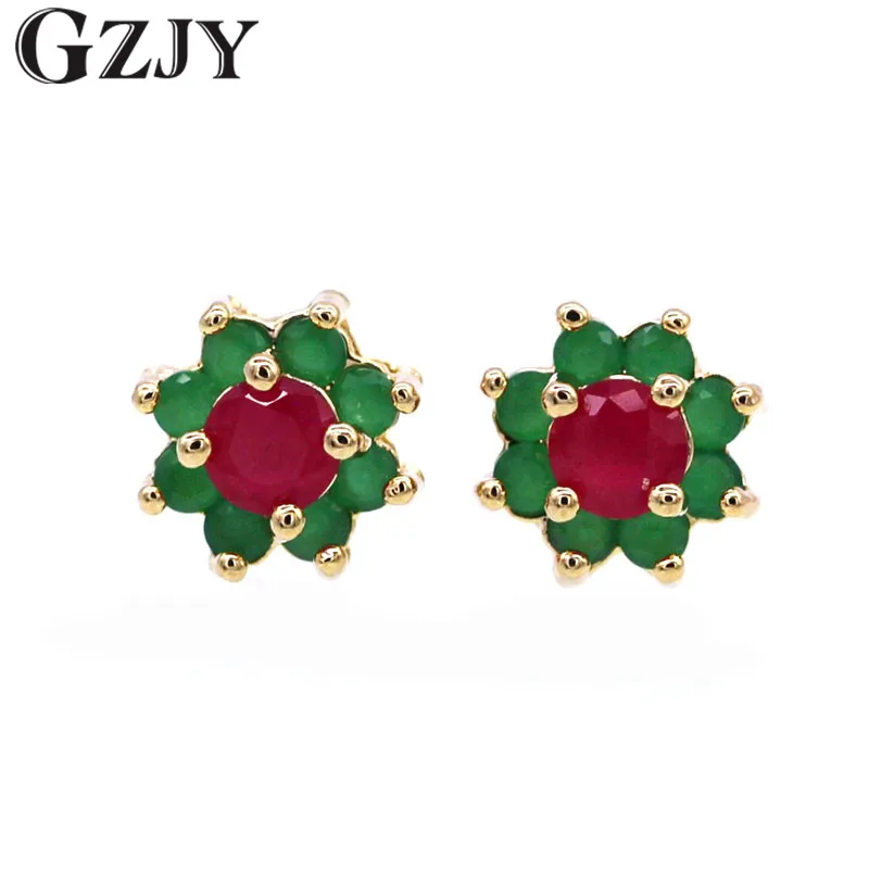 GZJY очаровательные серьги-гвоздики в форме цветка для женщин цвет шампанского золотой красный серьги цирконовые модные букле D'oreille ювелирные изделия подарок