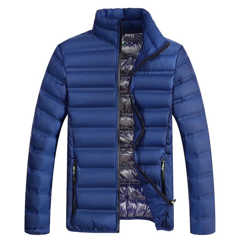 YIHUAHOO зимняя куртка мужская легкая ветрозащитная Повседневная Теплая Куртка парка зимнее пальто хлопковая стеганая ветровка мужская куртка JA1611 - Цвет: Синий