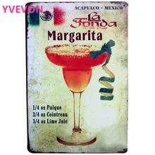 Маргарита коктейль-металлическая жестяная вывеска Винтаж доска для паба алкоголь вино доска для музыки Пивной бар с фото 20x30 см