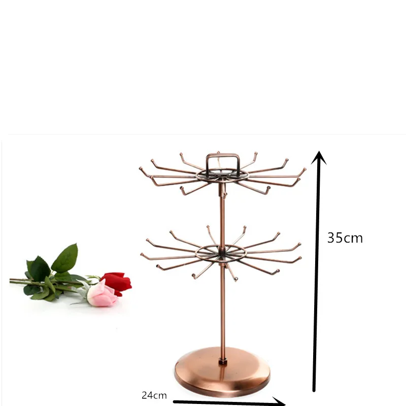 24 Hooks Vintage Jewelry Display Stand Holder Jewelry Organizer Hard Display Stands
