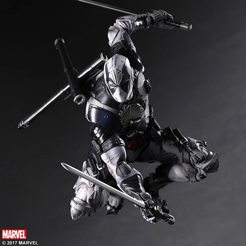 

PLAY ARTS 27cm Marvel X-men Deadpool X-FORCE Grey PVC Action Figure Model toys for children Movie & TV Model