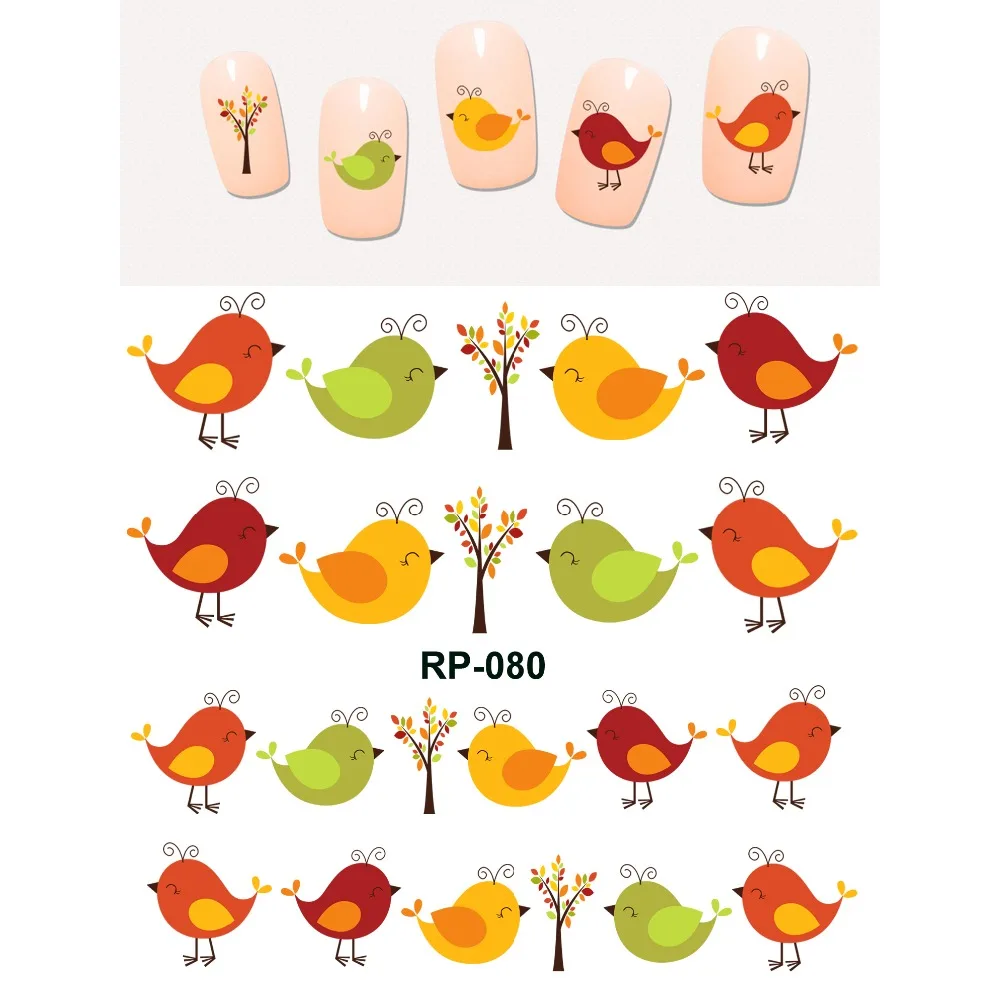 025 30 De Réductionnail Art Beauté Eau Décalcomanie Curseur Ongles Autocollant Dessin Animé Mignon Champignon Automne Feuille Oiseaux Fleur Fruit