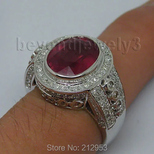 Lanmi Винтаж одноцветное 14kt белого золота 5.88ct Природный Рубин красный камень кольцо Свадебные украшения для Для женщин