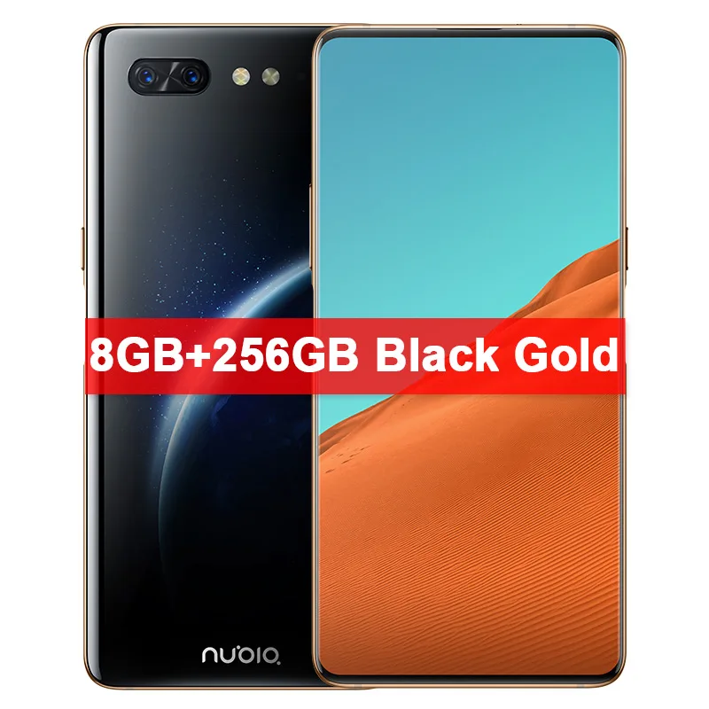 zte Nubia X мобильный телефон с двумя слотами Экран 6,2"+ 5,1" 6/8 ГБ+ 64 Гб/128 ГБ Snapdragon 845 Octa Core 16+ 24 Мп Камера, определение отпечатка пальца - Цвет: 8GB 256GB Black Gold