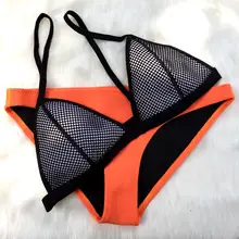 GI FOREVER Women Mesh Bikini Swimwear Sexy Triangle Low Waist Neoprene Swimsuit 2017 Summer Beach Bathing Suit Maillot De Bain
