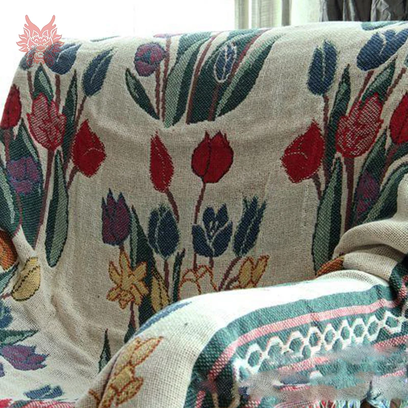 Американский стиль кантри Хлопковое полотенце на диван цветочное жаккардовое одеяло противоскользящее винтажное покрывало для дивана SP2646