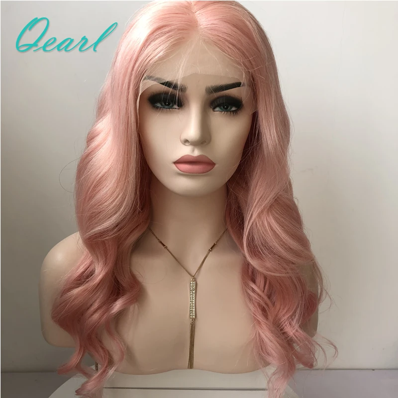 130 Density Pastel Baby Pink Lace Front Human Hair Wigs Brazilian Remy