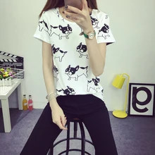 2016 women summer tops cute dog printed shirt blusa sociais femininas camisa clothings ropa tumblr chemise vetement femme blouse