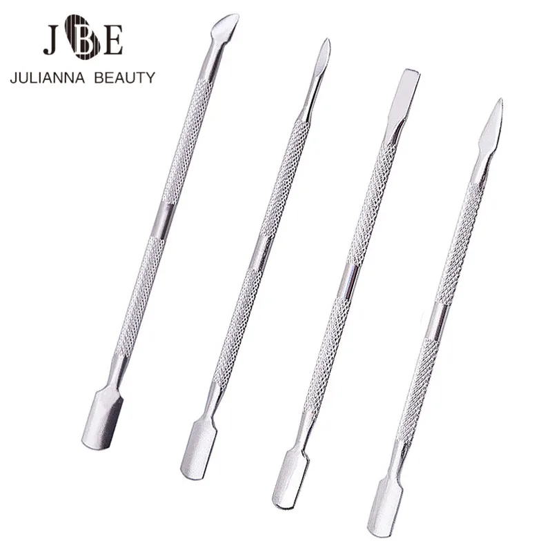 

4pcs/Lot Stainless Steel Cuticle Remover Double Sided Finger Dead Skin Push Nail Cuticle Pusher Manicure UV Gel Nail Care Tool