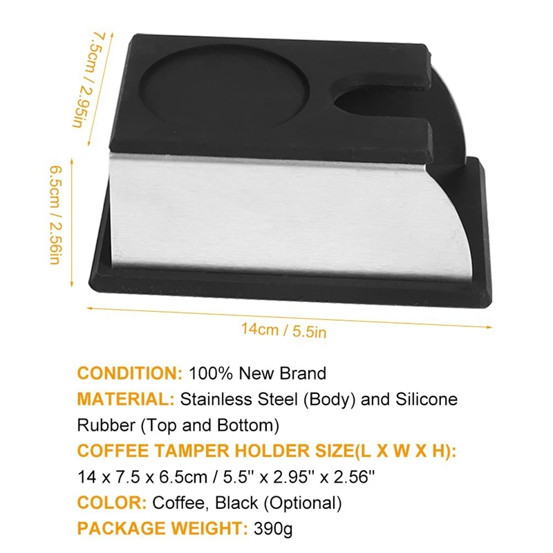 Нержавеющая сталь кофейная стойка для трамбовки кофе кофемолка стойка силиконовый трамбовочный коврик шаблоны для кофе инструмент аксессуар черный