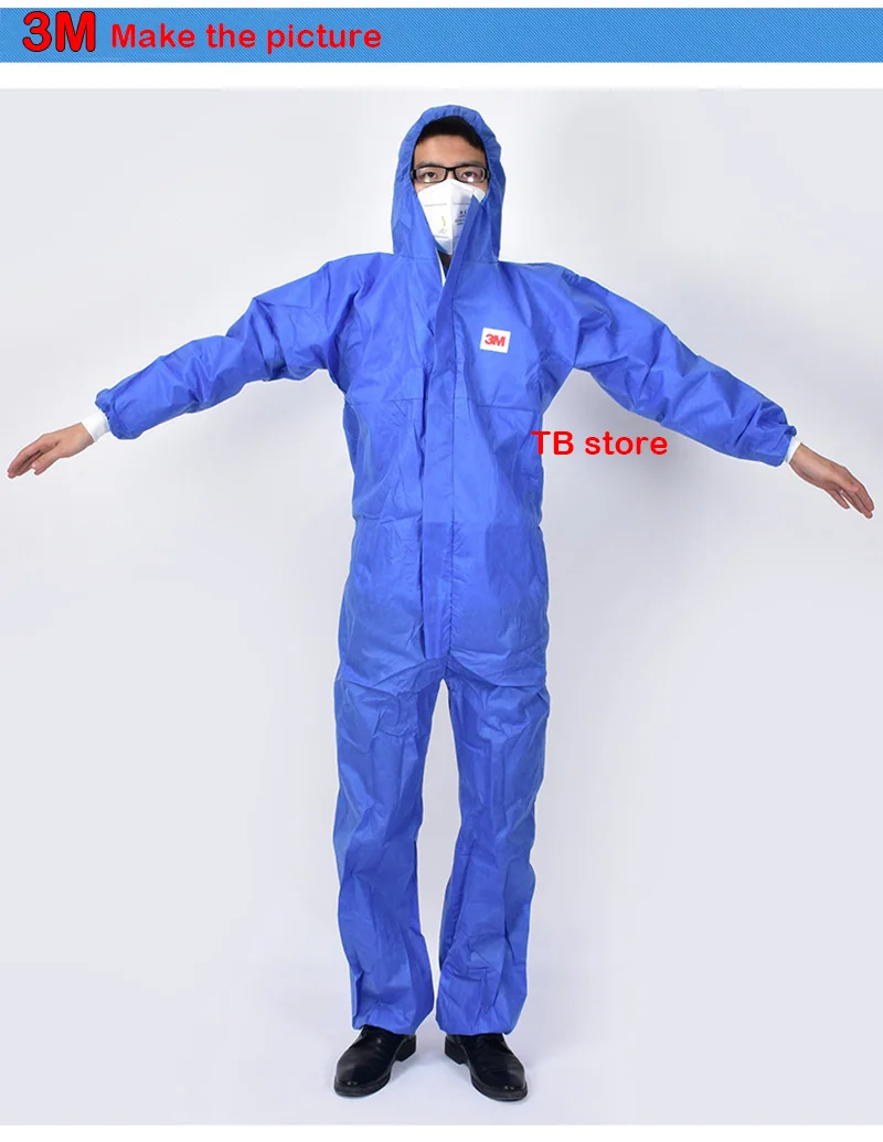3 м 4532+ защитный костюм синий сиамские задняя дышащая защитная одежда анти-частицы пыли анти-жидкость опасности защитный костюм