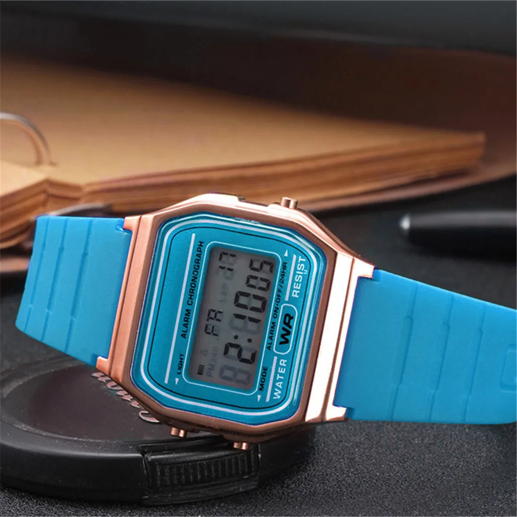 New Fashion gold silver Silicone Couple Watch digital watch square military men women dress sports watches watch A4