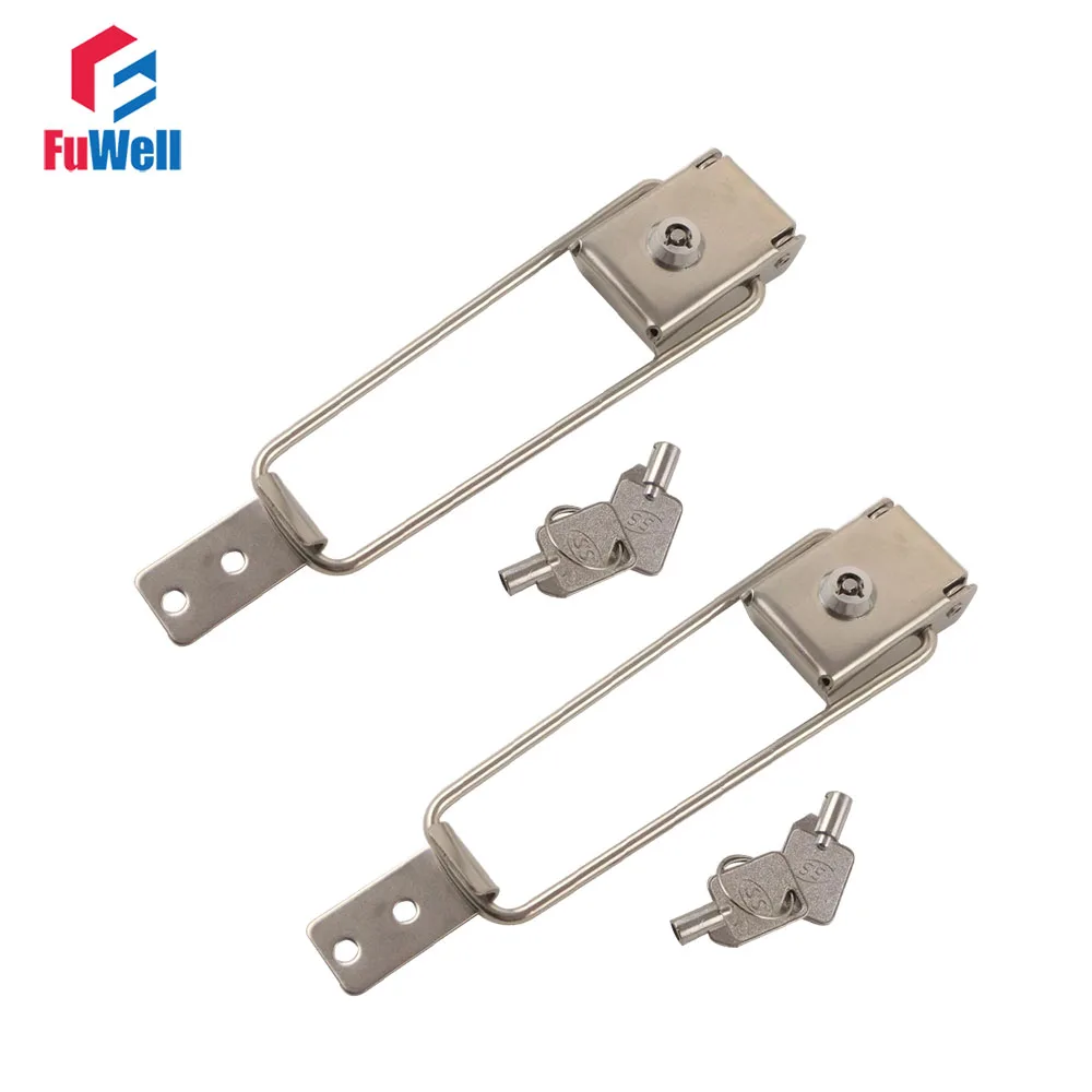 

2pcs R603 Stainless Steel Toggle Latch Hasps with Keys Spring Loaded Cabinet Box Buckle