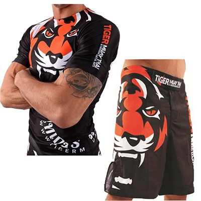 BJJ Рашгард Mma наборы с коротким рукавом ММА футболка Муай Тай Fightwear костюмы Рашгард кикбоксинг Велоспорт ММА обтягивающие длинные брюки - Цвет: Style F