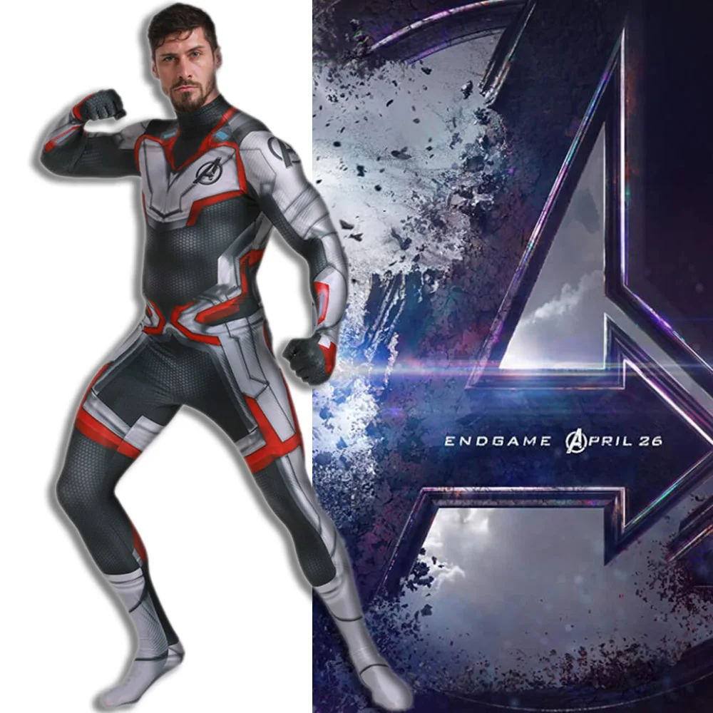 2019 New Avengers Endgame Quantum Realm Jumpsuit Advanced Tech Cosplay Costumes Spandex Zentai Adult Kids Superhero Fancy Dress