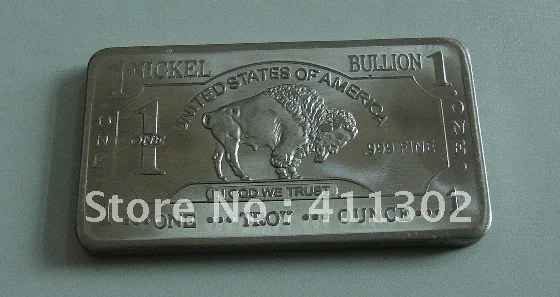 

FREE SHIPPING 1 oz .999 Nickel Bullion Bullion BAR,drop shipping