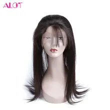 ALot Hair Pre Plucked 360 Lace Frontal With Baby Hair Brazilian Non Remy Human Hair Straight Closure Natural Black Color 10-20″