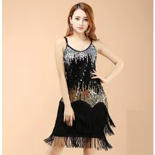 Сексуальное женское профессиональное латинское танцевальное платье Румба/бальное/Танго юбка с кисточками с блестками Vestidos De Baile Latino 5 цветов