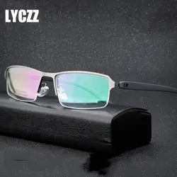 LYCZZ полу-бесконтактная оптическая рамка очки рамки для мужчин Близорукость и дальнозоркость рецепт очки рамки металла бизнес очки oculo рамки