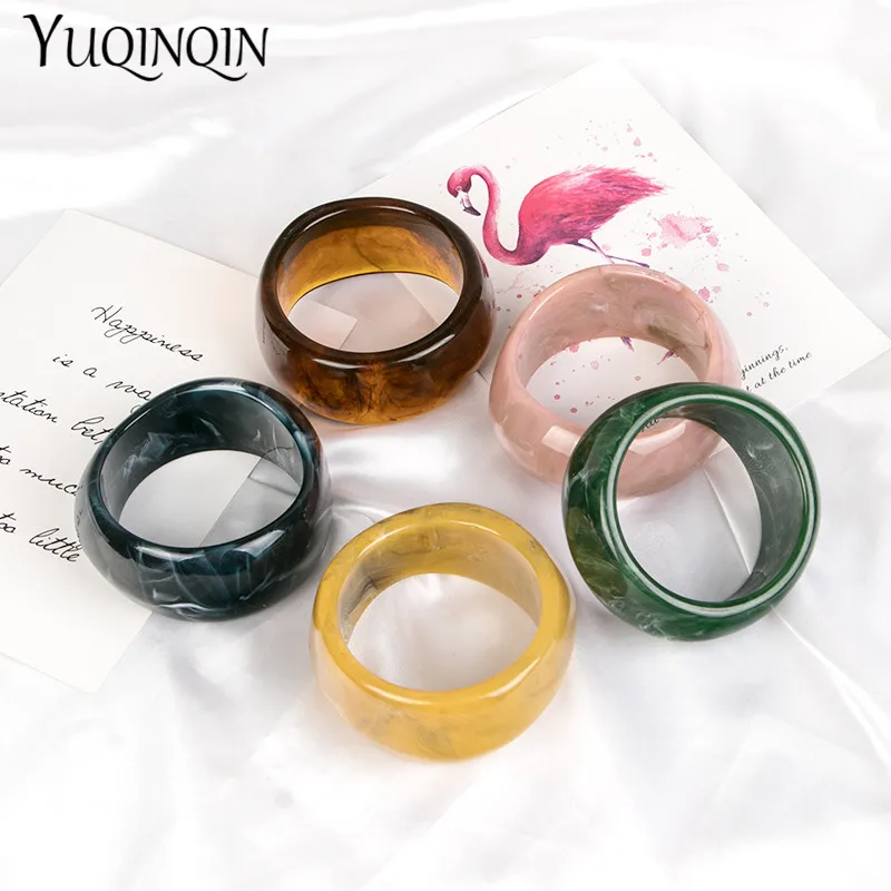 Vintage Resin Cuff Charms Bracelet Bangles for Women Fashion Jewelry Acrylic Wide Irregular Geometric Party Bangle For Girls