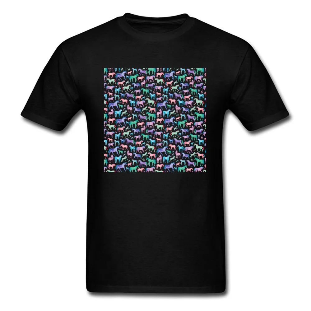Short Sleeve T Shirt Crew Neck Pure Cotton Men's Tshirts Watercolour Pastel Unicorns Fashionable Tops Tees Coupons Watercolour Pastel Unicorns black
