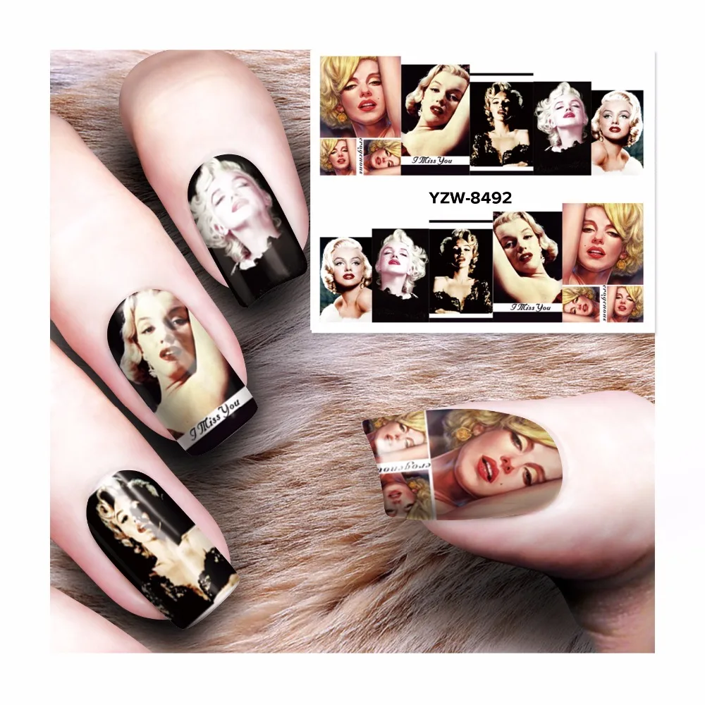 

FWC Nail Art Stickers Black Character Design Manicure Transfer Stickers DIY 8492