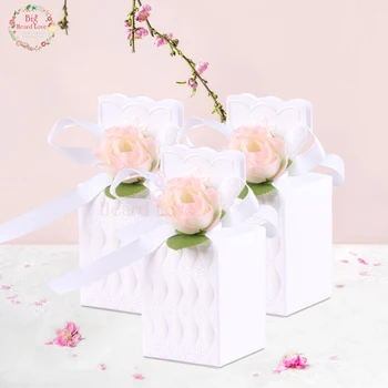 

12pcs Vase Style Candy Box Bronzing Flower Chocolate Box Wedding Party Decoration Gift Box for Guest Wedding Favor Supplies