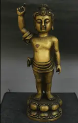 10 "Китайский Латунь Будда Молодые Шакьямуни Будда Амитабха Палец День Статуя