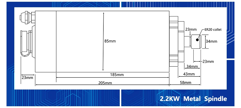 Профессиональный Металлический рабочий шпиндель 2.2kw мотор шпинделя для железа, меди, стали 800 Гц полюс = 4& Fuling VFD& 85 мм держатель и 75 Вт насос