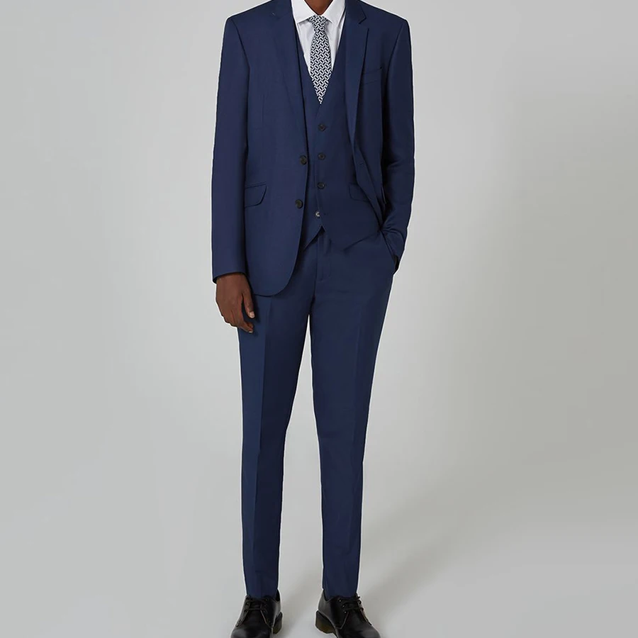 Navy Blue Business Suit Smart Casual Groom Tuxedos Wedding Suits Fashion Prom Party Suits Slim 3Pcs (Jacket+Vest+Pants) 2018 Navy Blue Business Suit Smart Casual Groom Tuxedos Wedding Suits Fashion Prom Party Suits Slim 3Pcs (Jacket+Vest+Pants) 2018