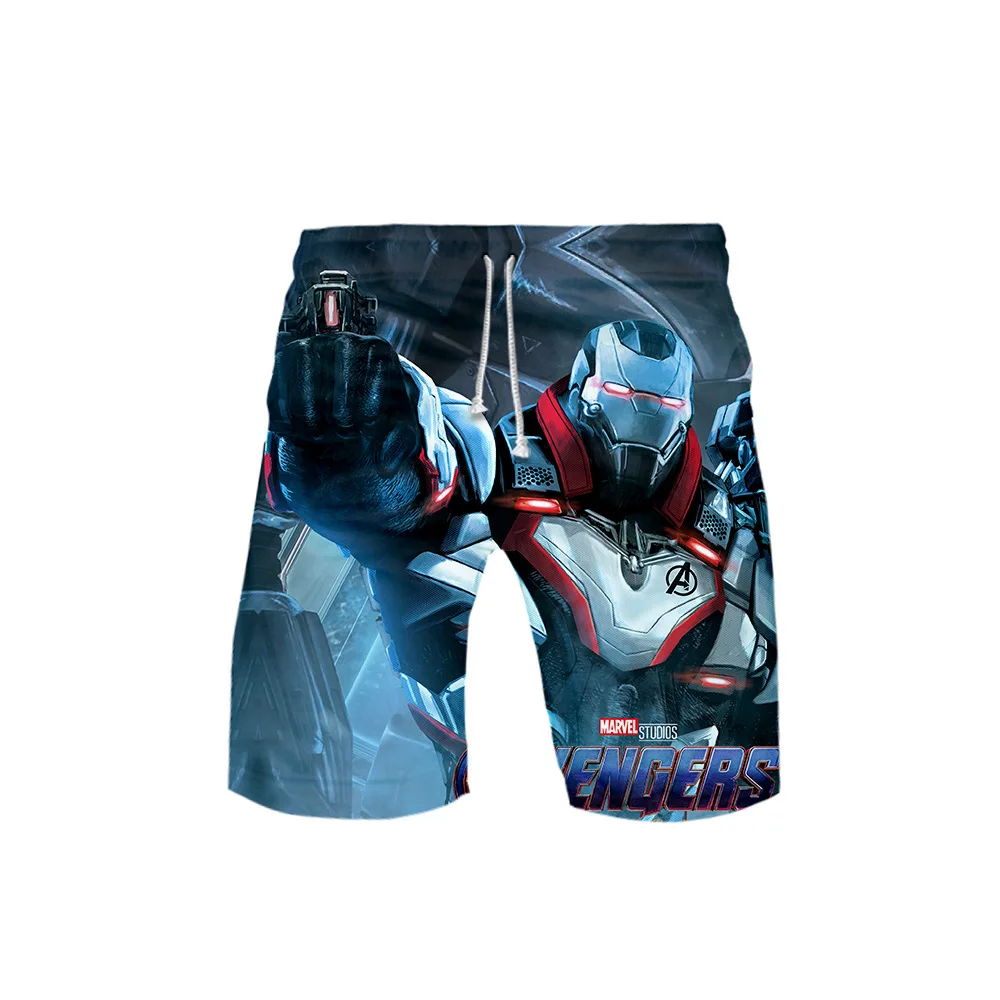 Мужские шорты с 3d принтом Мстителей, большие размеры, дышащая пляжная брендовая одежда, свободные мужские шорты, быстросохнущие брюки из полиэстера Qry