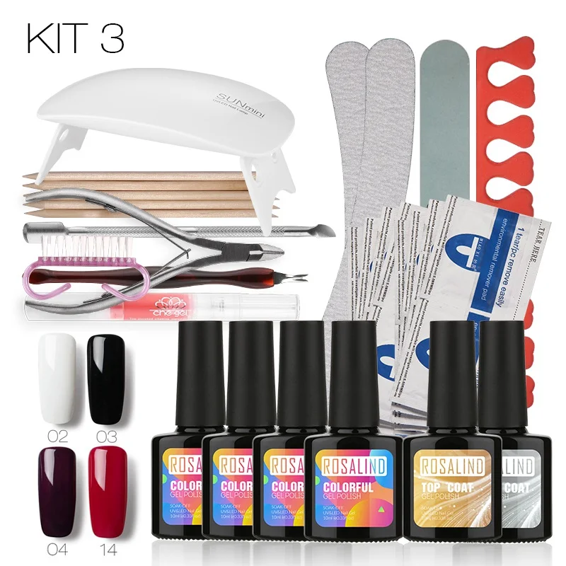 kit 3 Rosalind набор УФ-гелей, Гель-лак для ногтей, набор инструментов для дизайна ногтей, наборы, маникюрный набор - Цвет: kit 3