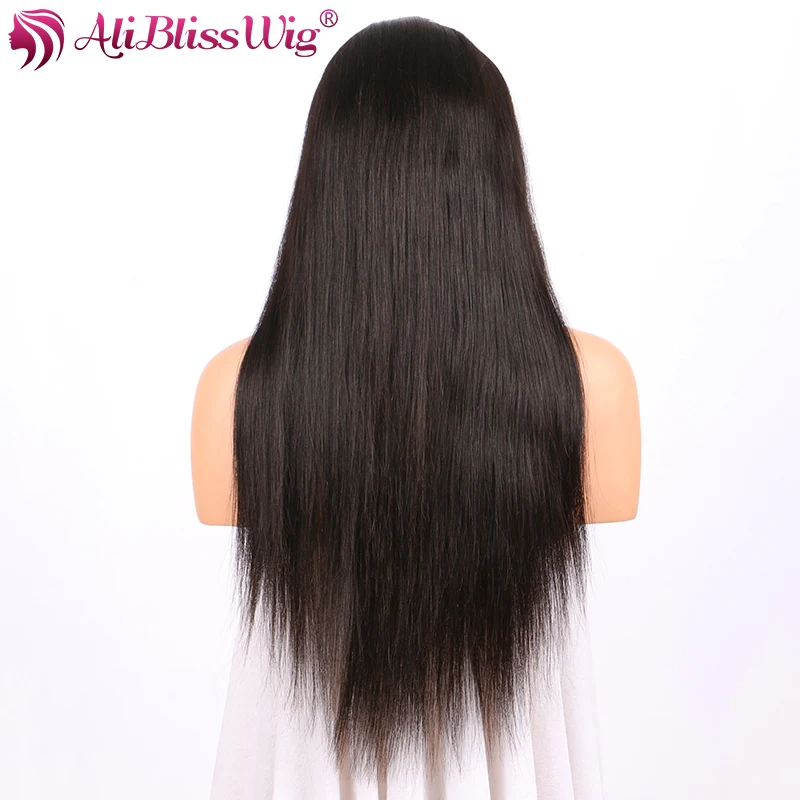 AliBlissWig Silk Straight Human Hair Lace Front Wigs Black Women 150% Density Natural Color Brazilian Remy Wigs With Baby Hair  (2)