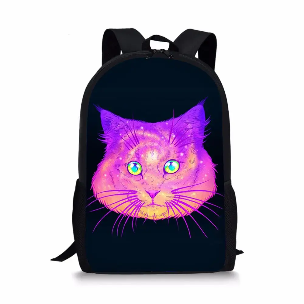 FORUDESIGNS/детский черный школьный рюкзак с красочным принтом кота, школьные сумки для маленьких мальчиков, милый рюкзак для книг, рюкзак для ноутбука