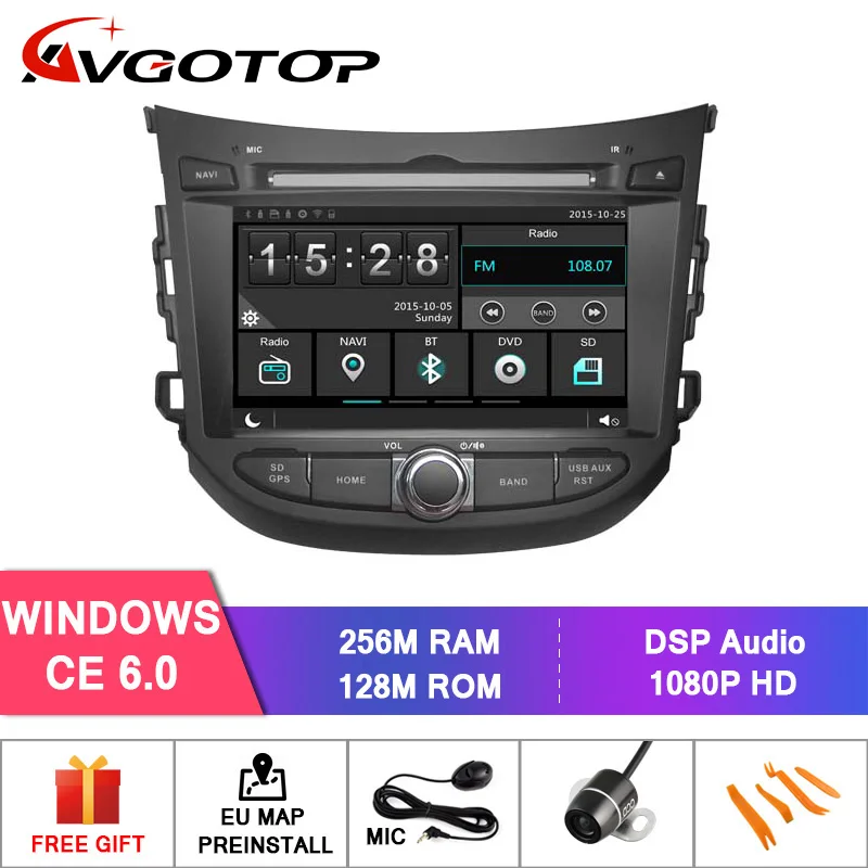 AVGOTOP Android 9 автомобильный радиоприемник мультимедиа для HYUNDAI HB20 Автомобильный gps DVD монитор - Цвет: WINCE 6.0