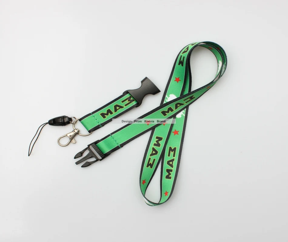 

500PCS Green Star Printed Phone Neck Lanyard Key Strap Logo Text Sublimation Print Cheap Exhibition Meeting Lanyards