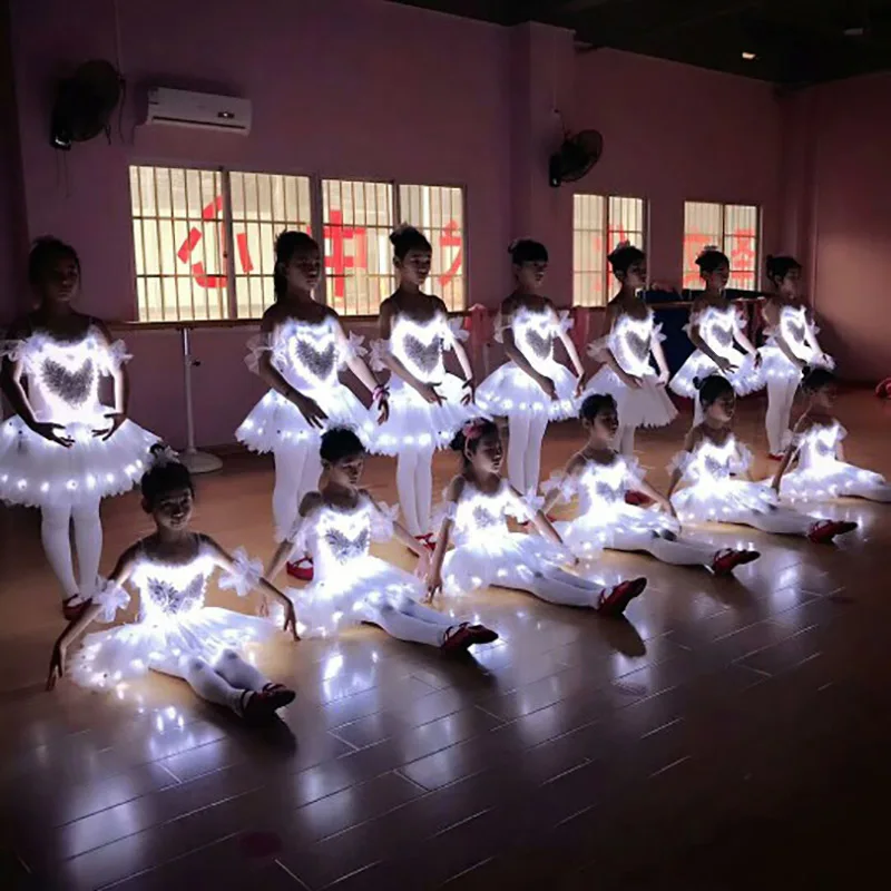 

Professional LED Fluorescent Swan Lake Ballet Tutu Costume Girls Ballerina Dress Kids Ballet Dress Performance Stage Dancewear